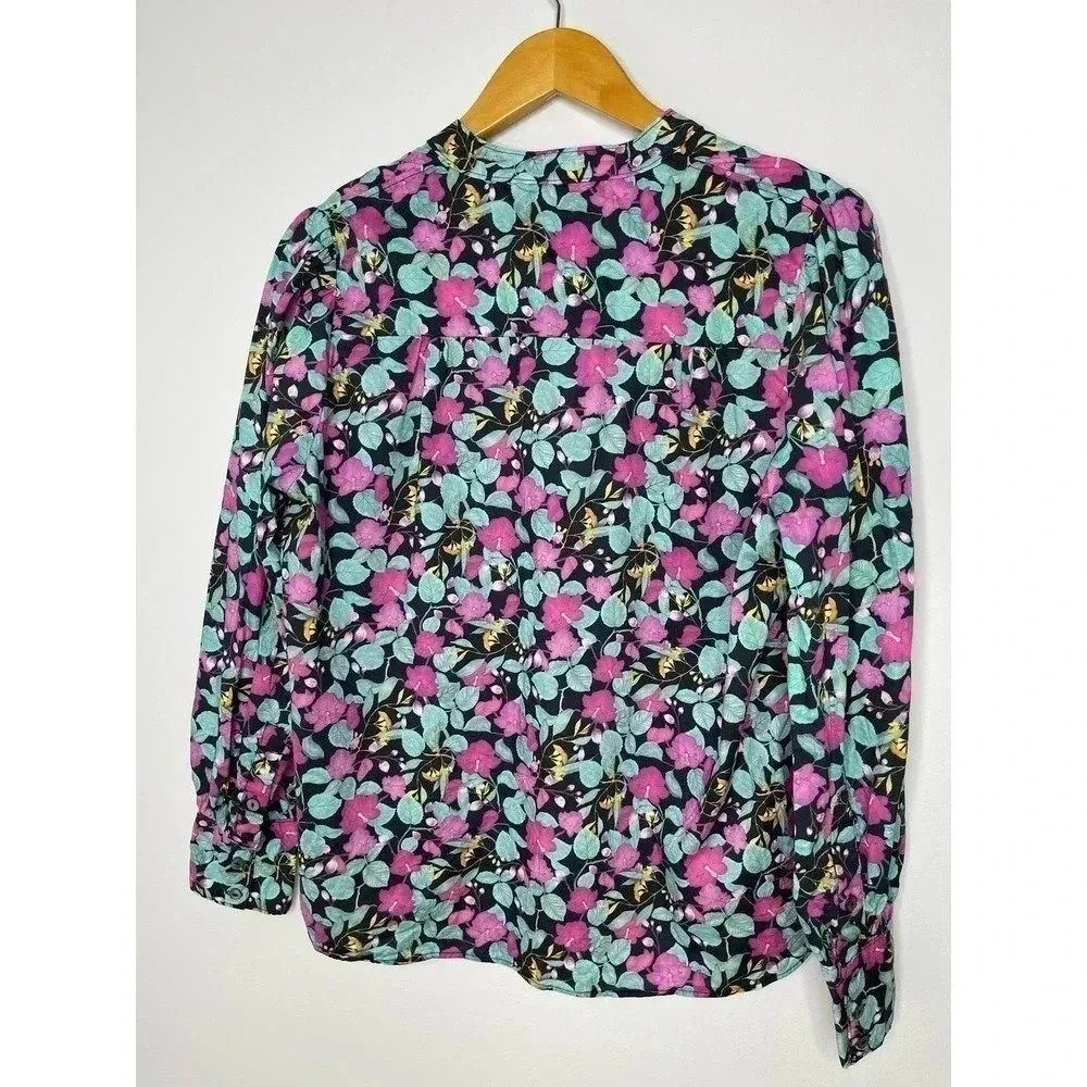 Roller Rabbit Manusa Glenda Cotton Size Top size M Floral Long Sleeve - Picture 6 of 10